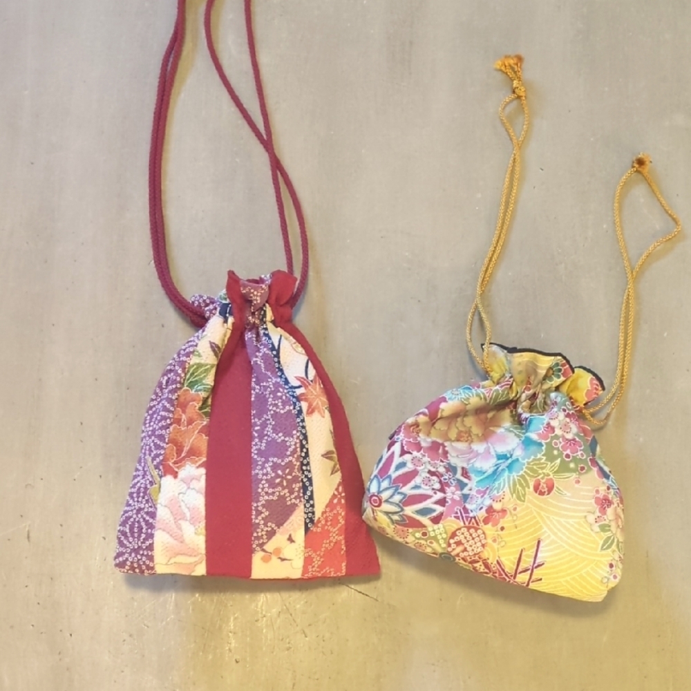 Two Artisan Drawstring Bags